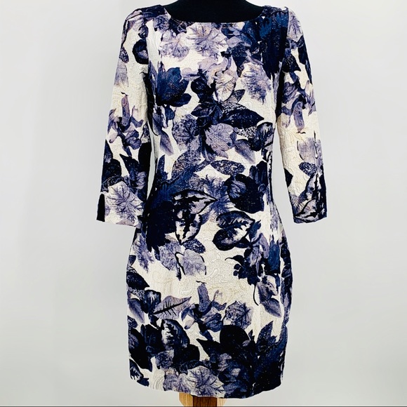 badgley mischka purple floral dress
